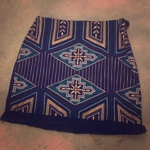 H&M Tribal print beaded mini-skirt